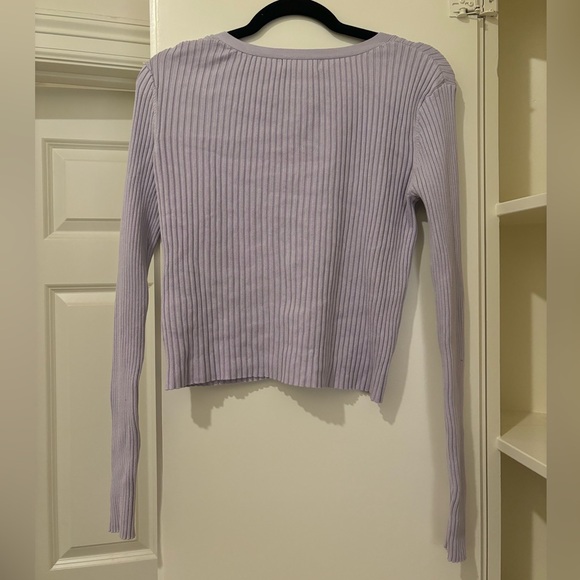 Lavender Button-Up Ribbed Cardigan - Picture 2 of 2